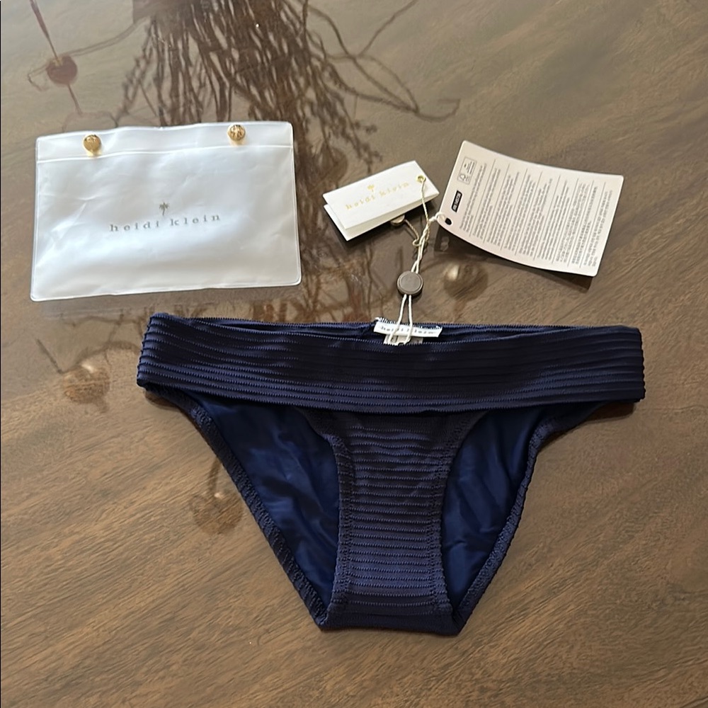 NWT Heidi Klein Bikini Swim Bottoms XS Navy